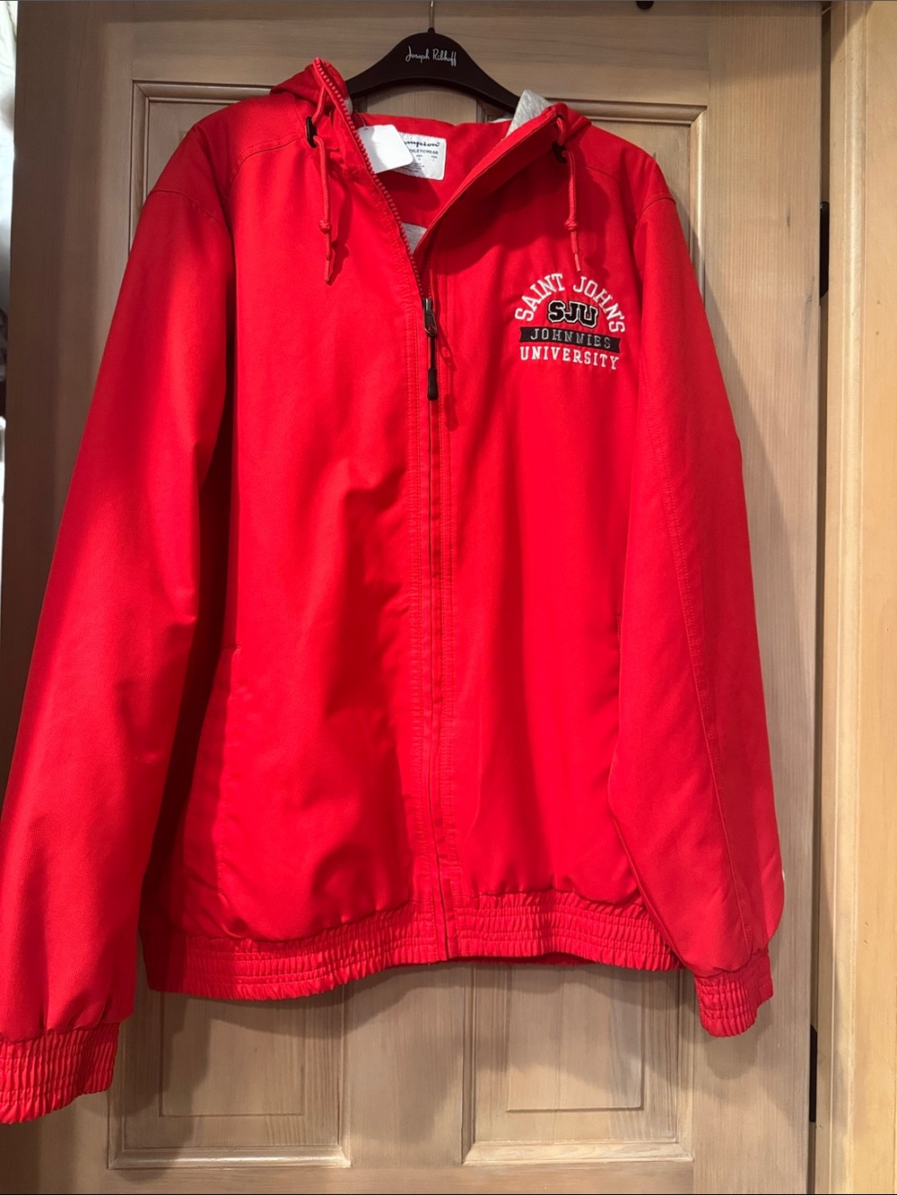 St John’s University Red Hooded Windbreaker Jacket